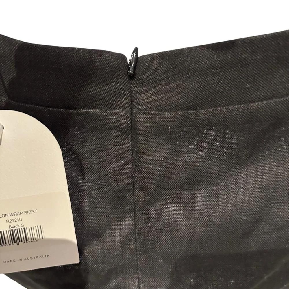Rumer Avalon Mini Wrap Skirt Black Linen Small New with Tag